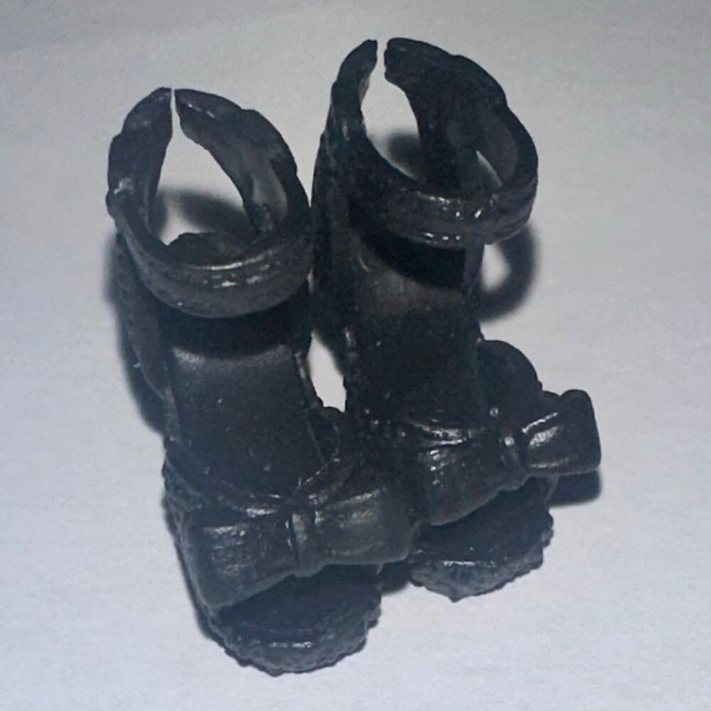 Mattel Barbie Doll High Heel Black Ankle Buckle Open Toe Bow Texture Fashion